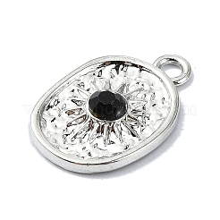 合金ブラックラインストーンペンダント  オーバル  プラチナ  18x12x3mm  穴：2mm&nbsp;PALLOY-S188-09P-02