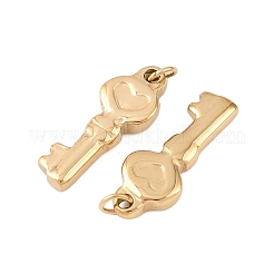 304ステンレスペンダント  キー  イオンプレーティング（ip）  丸カン付き  18KGP本金メッキ  19x7x3mm  穴：2.5mm&nbsp;STAS-D390-12G