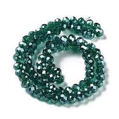 電気メッキガラスビーズセット  プラチナメッキ  多面カット  ロンデル  濃い緑  6x5mm  穴：1mm  約85~88個/連  16.1~16.5インチ（41~42cm）&nbsp;EGLA-A034-T6mm-C03