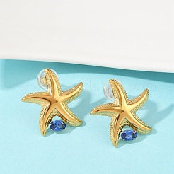 Starfish 304 Stainless Steel Pave Cubic Zirconia Stud Earrings&nbsp;EJEW-Z110-02G