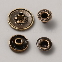 合金スナップボタン  綿パッデッド服コートダウンジャケットバックル  花付きフラットラウンド  アンティークブロンズ  16.5x7mm  4個/セット&nbsp;FIND-WH0421-74F