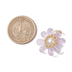 ガラスチャーム  真鍮パーツ  花  アザミ  25.5x23.5x8mm  穴：6.5x3mm&nbsp;PALLOY-MZ00656-07