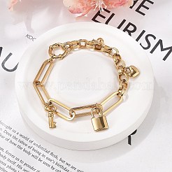 304 Stainless Steel Paperclip & Rolo Chains Charm Bracelets for Women&nbsp;BJEW-C089-03G