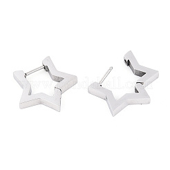 変色しにくい304ステンレススチール製フープピアス  スター  ステンレス鋼色  17.5x19x2.5mm  ピン：1mm&nbsp;STAS-S103-26P