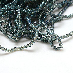 電気メッキガラスビーズセット  フル虹メッキ  多面カット  ロンデル  ダークスレートグレー  3x2mm  穴：1mm  約130~140個/連  31~32cm&nbsp;EGLA-J025-F25