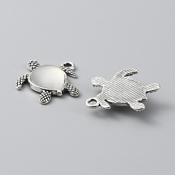 樹脂チャーム  ウミガメチャーム  合金パーツ  アンティークシルバー  20x20x4mm  穴：1mm&nbsp;RESI-WH0029-37AS