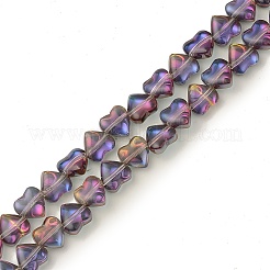 電気メッキ透明ガラスビーズ連売り  ハート  ミックスカラー  8x8x4mm  穴：0.8mm  約87個/連  25.20インチ（64cm）&nbsp;EGLA-L044-E-01