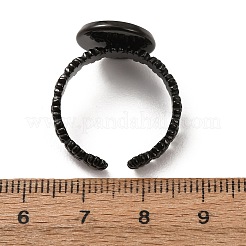 フラワー304ステンレススチールカフリング部品  ラウンドベゼルカップリングセッティング  イオンプレーティング（ip）  ブラック  15.5mm  usサイズ8 1/2(18.5mm)  トレイのサイズ：14mm&nbsp;STAS-P454-05D-B