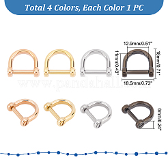 4個 4色 304ステンレススチール Dリングアンカーシャックル留め金  ミックスカラー  18.5x18x6mm  1pc /カラー&nbsp;STAS-UN0039-07