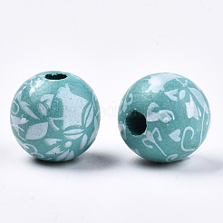 Printed Natural Wooden Beads&nbsp;WOOD-R270-11C