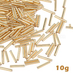 ガラスのラッパビーズ 10g  銀並ぶ  小麦  12x2mm  穴：0.5mm&nbsp;SEED-YW0003-01B