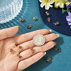 12Pcs 2 Styles Brass Micro Pave Cubic Zirconia Charms&nbsp;KK-TA0008-70C