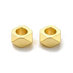 真鍮製ビーズ  鉛フリー＆カドミウムフリー  正方形  24KGP本金メッキ  4x4x2.5mm  穴：2mm&nbsp;KK-H442-41G