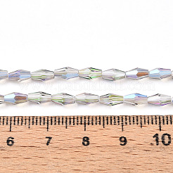 透明電気メッキガラスビーズ連売り  双円錐形  ABカラーメッキ  多面カット  ホワイトスモーク  6x3mm  穴：0.7mm  約79~80個/連  19.09~19.49''（48.5~49.5センチメートル）&nbsp;GLAA-K064-05A-01F
