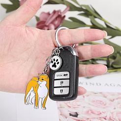 Wewaysmile 犬用キーホルダー 車用キーホルダー ペット用ペンダント キーリング 可愛い犬用キーリング ポータブル メタルキーホルダー ペット愛好家へのギフト 誕生日 子犬テーマ パーティー用品 (秋田犬)  プラチナ  11.05x2.9cm&nbsp;JX804A