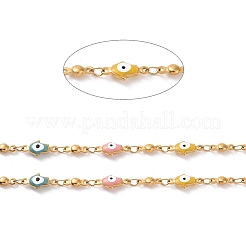 Enamel Hamsa Hand with Evil Eye Link Chains&nbsp;CHS-G023-02G-02
