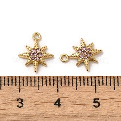 304ステンレススチールラインストーンチャーム  14KGP本金メッキ  星のチャーム  ライトローズ  11.5x9.5x2mm  穴：1mm&nbsp;STAS-L022-304G-02
