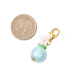 丸い花のアクリルと樹脂のペンダント装飾  合金製カニカン付き  ミックスカラー  44mm  5個/セット&nbsp;HJEW-MZ00323