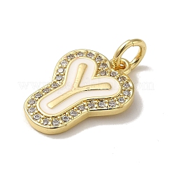 Brass Micro Pave Cubic Zirconia Pendants&nbsp;KK-K354-02G-Y