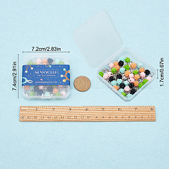 樹脂チャーム  プラチナトーン亜鉛合金カニカン付き  バラの花の形  ミックスカラー  24mm  40個/箱&nbsp;HJEW-SC0001-11