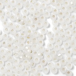 8/0 ガラスシードビーズ  艶消し  銀並ぶ  ラウンド  ホワイト  3x2mm  穴：0.8mm&nbsp;X-SEED-Z001-C-E08
