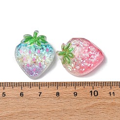蓄光透明樹脂カボション  苺  スパンコール入り  暗闇で光る  ミックスカラー  28x22.5x10mm&nbsp;CRES-V001-02