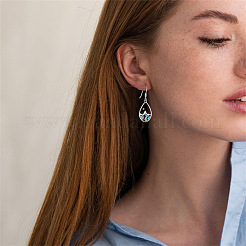 304 Stainless Steel Abalone Shell Teardrop Dangle Earrings for Women&nbsp;WGADE86-01
