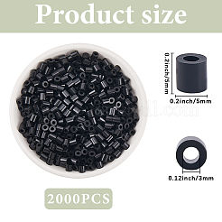 PE DIY メルティビーズ ヒューズビーズ リフィル 2000個  チューブ  ブラック  5x5mm  穴：3mm&nbsp;DIY-SP0004-73E