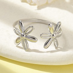 304 Stainless Steel Open Cuff Ring for Women&nbsp;RJEW-M025-05P