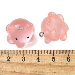 蓄光樹脂チャーム  鉄ループ付き  魚  ピンク  17x19x21mm  穴：2mm&nbsp;RESI-R452-01G
