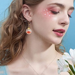 フルーツをテーマにした18ペアのDIYイヤリング製作キット  9色透明ガラスグローブペンダントを含む  中に樹脂の模造フルーツチップスが入っています  真鍮のピアスフック  ミックスカラー  21x16mm  穴：2mm&nbsp;DIY-GA0001-72G
