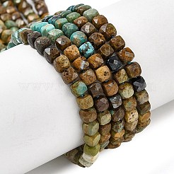 天然石ターコイズビーズ連売り  多面カット  キューブ  4x4x4mm  穴：0.8mm  約104個/連  15.35''（39センチメートル）&nbsp;G-G294-B01-4x4mm