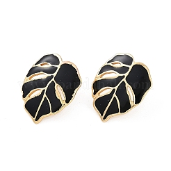 Ion Plating(IP) 304 Stainless Steel Leaf Stud Earrings&nbsp;EJEW-Z068-37G-01