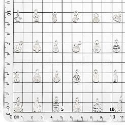 24個24スタイル真鍮チャーム  丸カン付き  銀  混合図形  8~16x6.5~13x1~5mm  穴：4mm  1個/スタイル&nbsp;FIND-PH0020-24