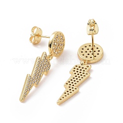 Clear Cubic Zirconia Lightning Bolt Dangle Stud Earrings&nbsp;EJEW-C008-16G
