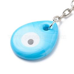 Teardrop Handmade Lampwork Evil Eye Pendants Keychain&nbsp;KEYC-JKC00379-01