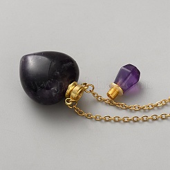 Natural Amethyst Perfume Bottle Necklaces&nbsp;NJEW-WH0023-65A-03