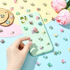 100本10色透明樹脂カボション  花  グリッターパウダー付き  ミックスカラー  15x14.5x6.5mm  10個/カラー&nbsp;FIND-CJ0004-67