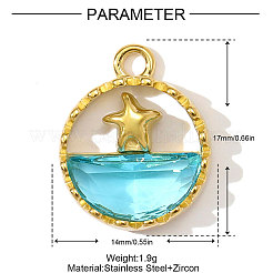 304 Stainless Steel with Cubic Zirconia Pendants&nbsp;STAS-OY005-49G