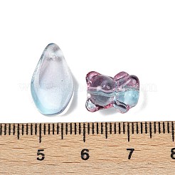 グラデーションカラー透明ガラスビーズ  混合図形  空色  8~23x8~20x3.5~8mm  穴：1~1.4mm  約800個/1000g&nbsp;GLAA-B026-01M