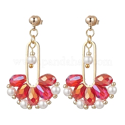 Fan Glass Dangle Stud Earrings&nbsp;EJEW-MZ00674