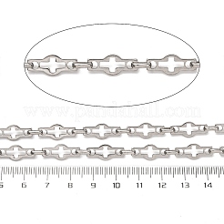 304ステンレス鋼中空クロスリンクチェーン  溶接されていない  ステンレス鋼色  16.5x7x1mm&nbsp;CHS-S012-14P