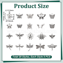 100Pcs 20 Styles Tibetan Style Alloy Pendants&nbsp;FIND-UN0010-15