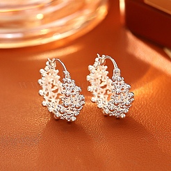 真鍮のピアス  フープピアス  スノーフレーク  プラチナ  22x22mm&nbsp;WG20E9F-02