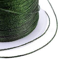 ポリエステル編組メタリック糸  DIYの編みこみのブレスレット作りと刺繡のために  ダークオリーブグリーン  0.4mm  6プライ  約54.68ヤード（50m）/ロール&nbsp;OCOR-I007-B-16