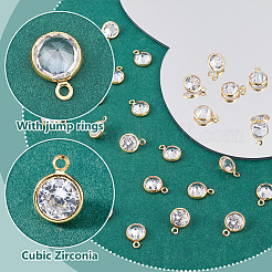 30Pcs Brass Edge & Loop Micro Pave Clear Cubic Zirconia Charms&nbsp;KK-PH0010-41