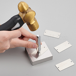 アルミリンクコネクター  空白タグのスタンプ  ネームプレート  名刺ブランク  長方形  プラチナ  50.5x25x1.5mm  穴：2.5mm  30個/箱&nbsp;ALUM-BC0001-22