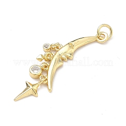 Brass Micro Pave Cubic Zirconia Pendants&nbsp;KK-P345-51G