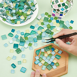 Green Series Glass Mosaic Cabochons&nbsp;GLAA-WH0032-10A