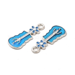 合金エナメルチャーム  ミックスカラー  ギターチャーム  プラチナ  25.5x10.5x1.5mm  穴：2.5mm&nbsp;PALLOY-I217-14P